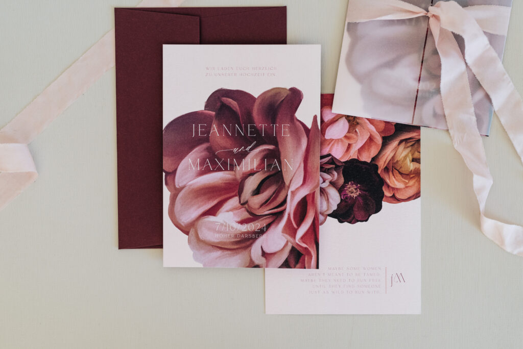 Einladungskarten Hochzeit florales Design